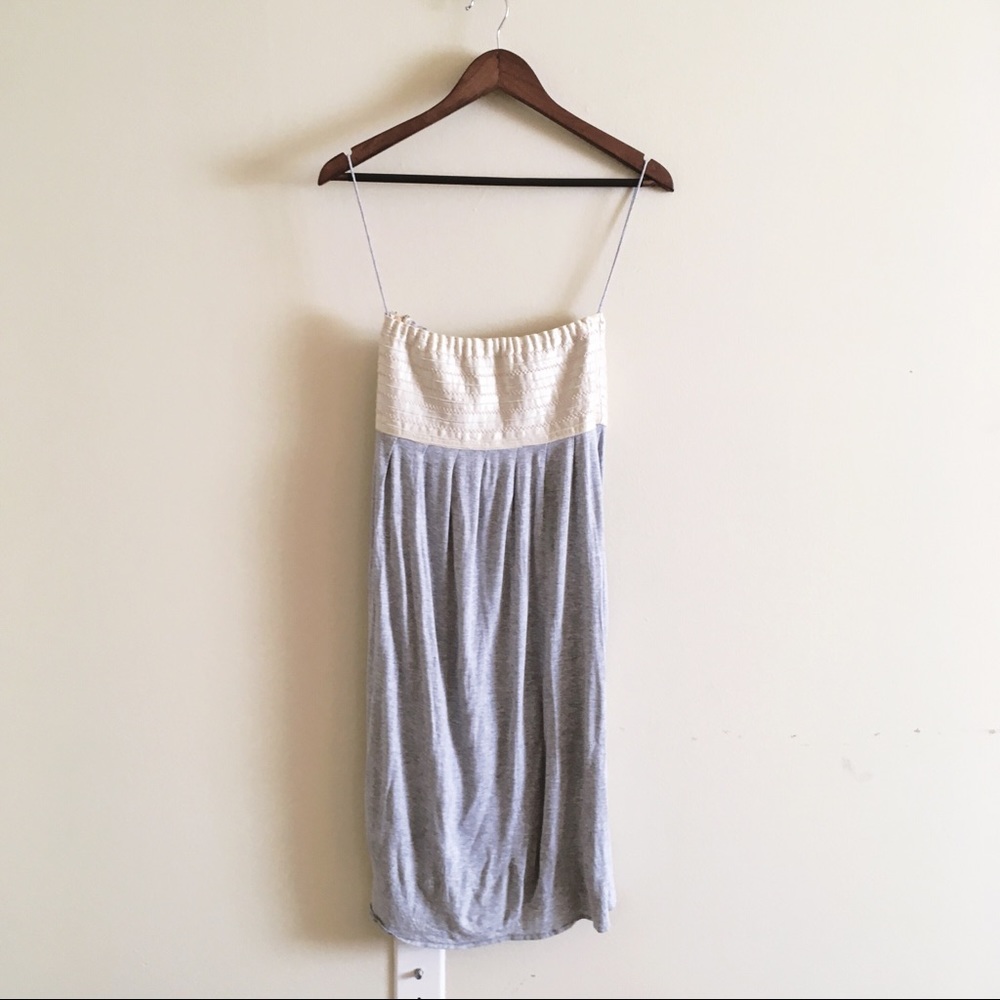 Elizabeth and James Strapless Cocoon Cream Gray S